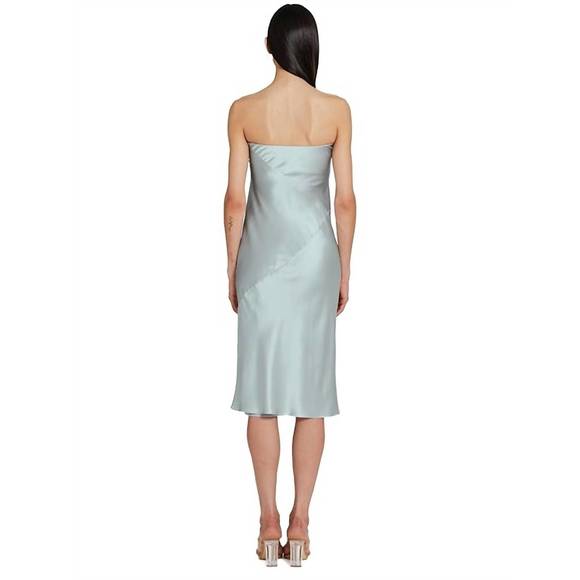 NEW AMANDA UPRICHARD shiran strapless midi dress in sea salt - Picture 4 of 4